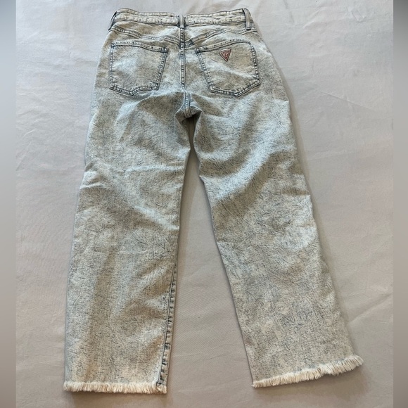 GUESS Y2K Vintage Crop Wide Leg Distressed Acid Wash Jeans, Size 30. - Picture 7 of 8